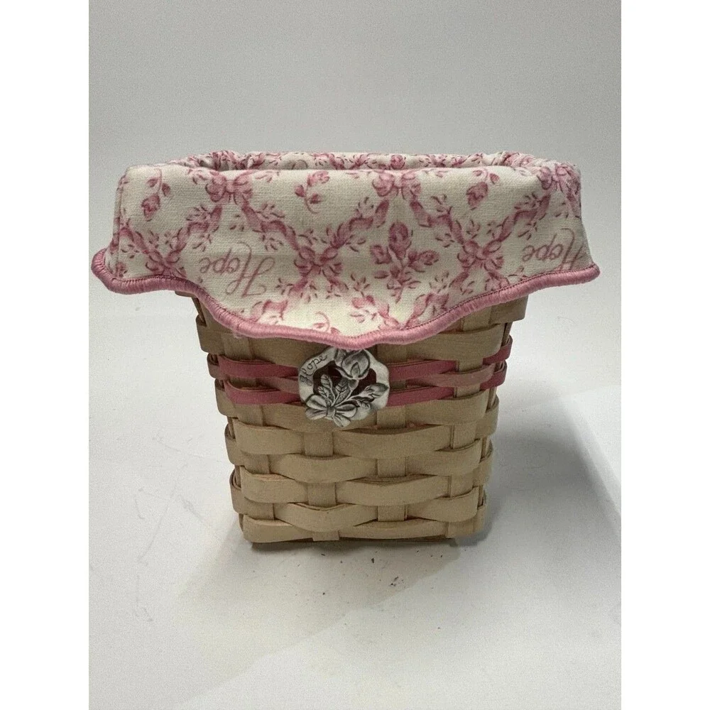 Longaberger 2004 Horizon of Hope American Cancer Society Whitewashed Basket 6